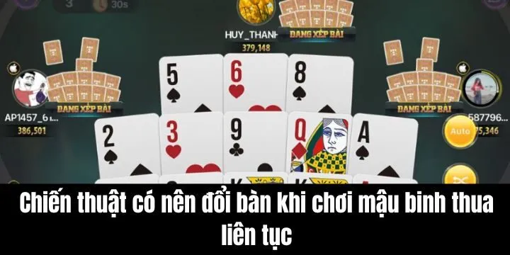 Phân tích chiến thuật quyết định có nên đổi bàn khi chơi mậu binh thua liên tục